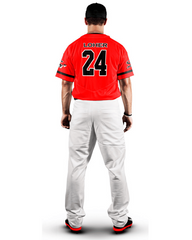Person wearing a red baseball jersey with the number 24 on a white background